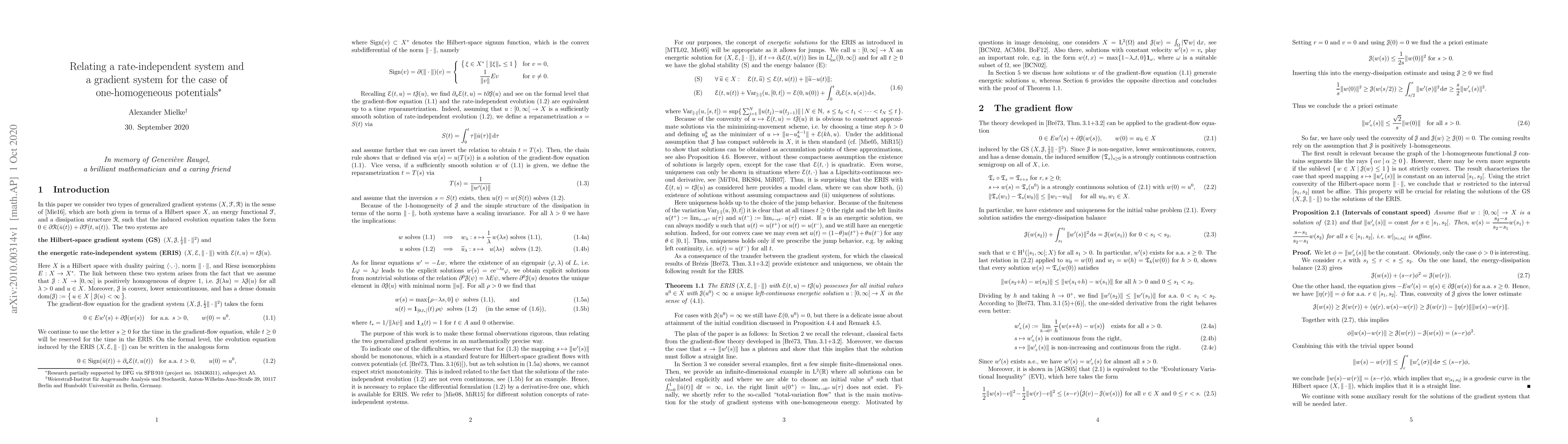 Thumbnail for Relating a rate-independent system and a gradient system for the case of
  one-homogeneous potentials