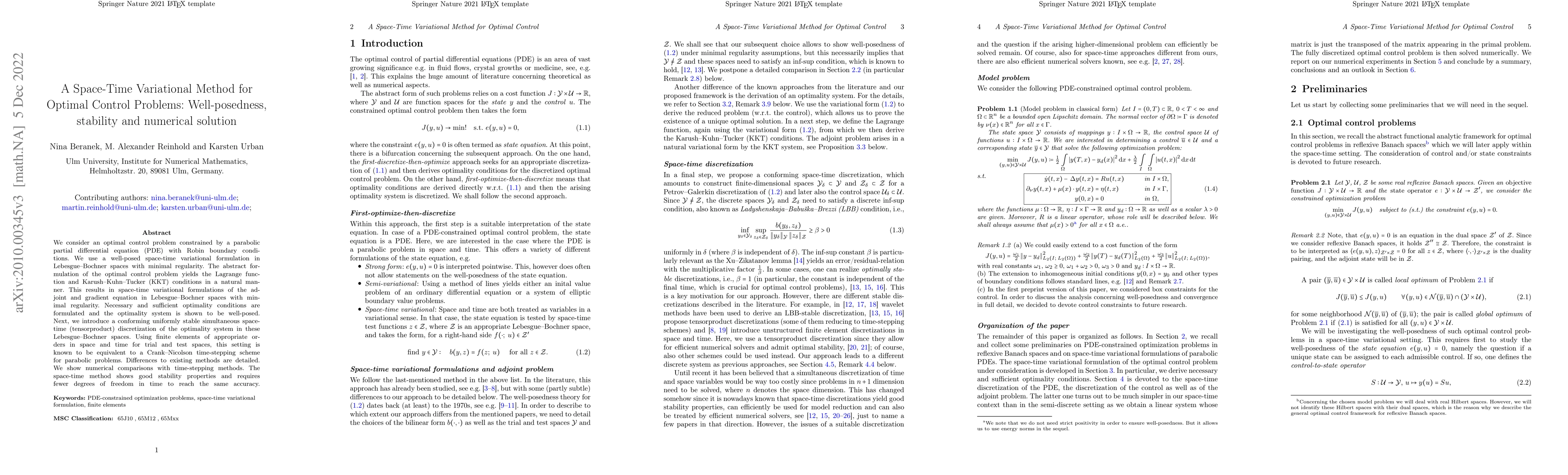 Thumbnail for A Space-Time Variational Method for Optimal Control Problems:
  Well-posedness, stability and numerical solution