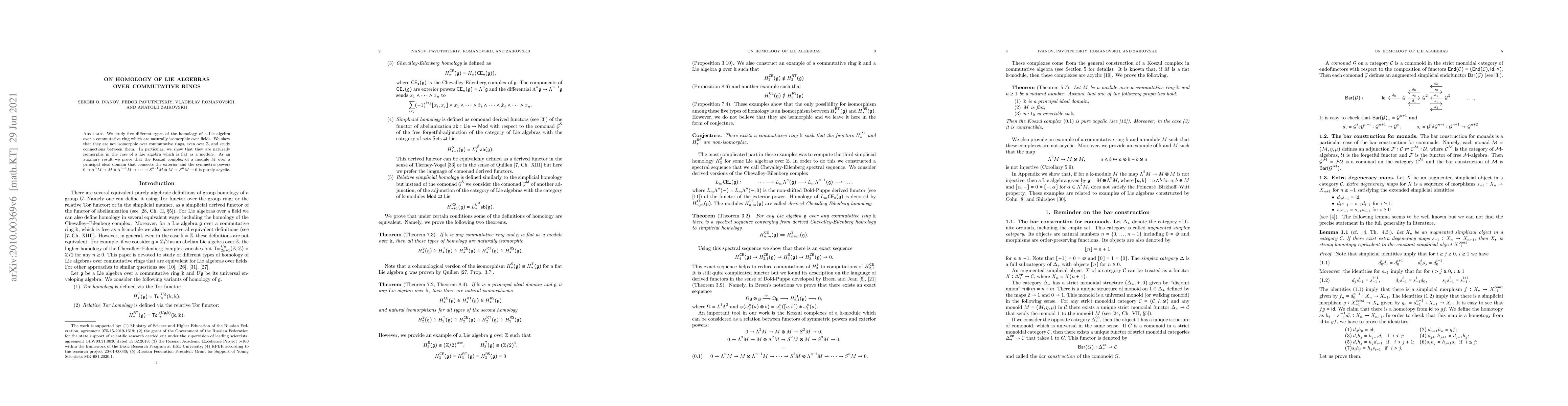Thumbnail for On homology of Lie algebras over commutative rings