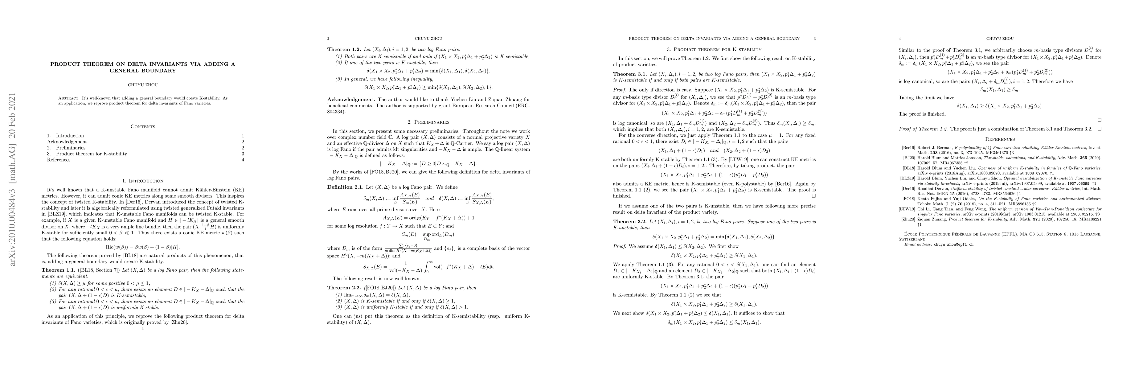 Thumbnail for Product theorem on delta invariants via adding a general boundary