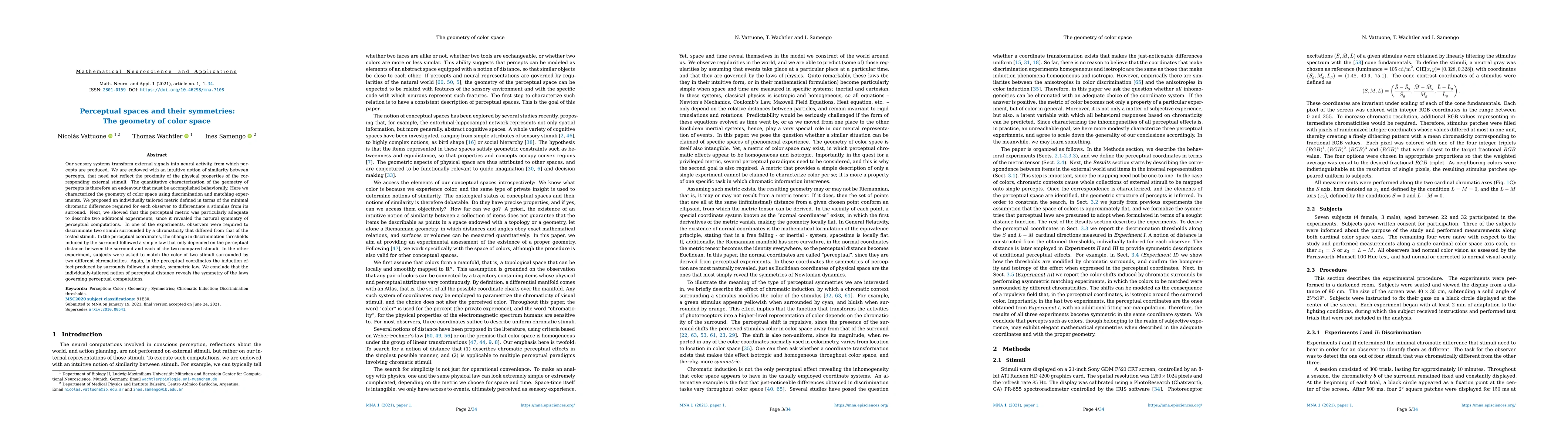 Thumbnail for Perceptual spaces and their symmetries: The geometry of color space