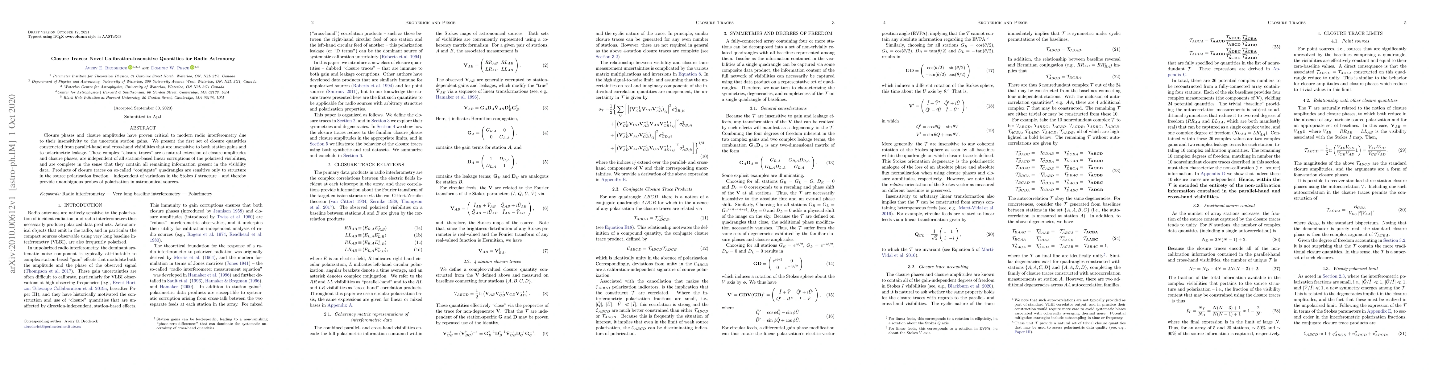 Thumbnail for Closure Traces: Novel Calibration-Insensitive Quantities for Radio
  Astronomy
