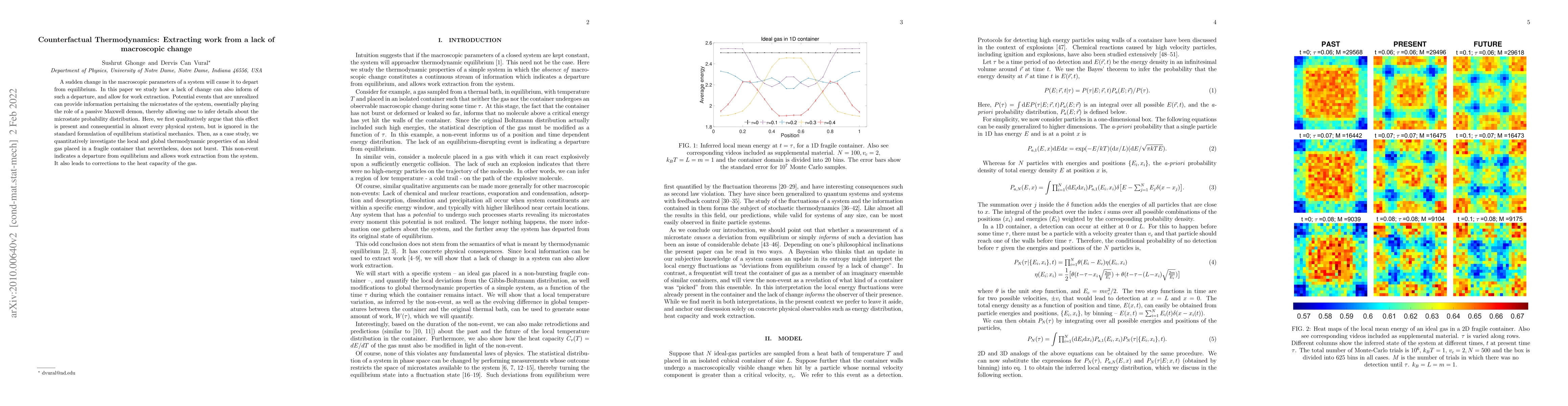 Thumbnail for Counterfactual Thermodynamics: Extracting work from a lack of
  macroscopic change