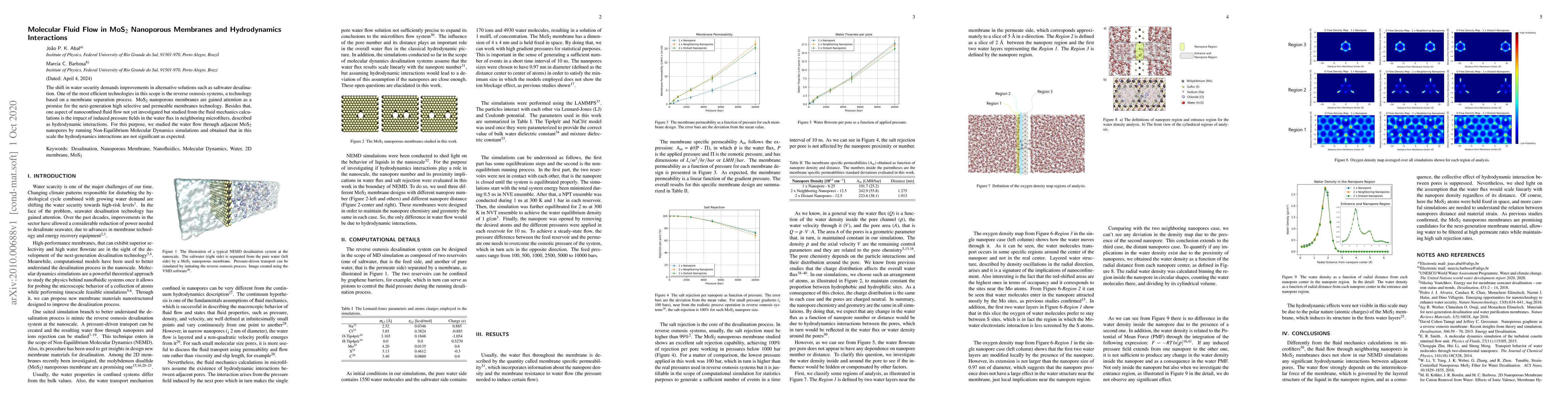 Thumbnail for Molecular Fluid Flow in MoS$_2$ Nanoporous Membranes and Hydrodynamics
  Interactions
