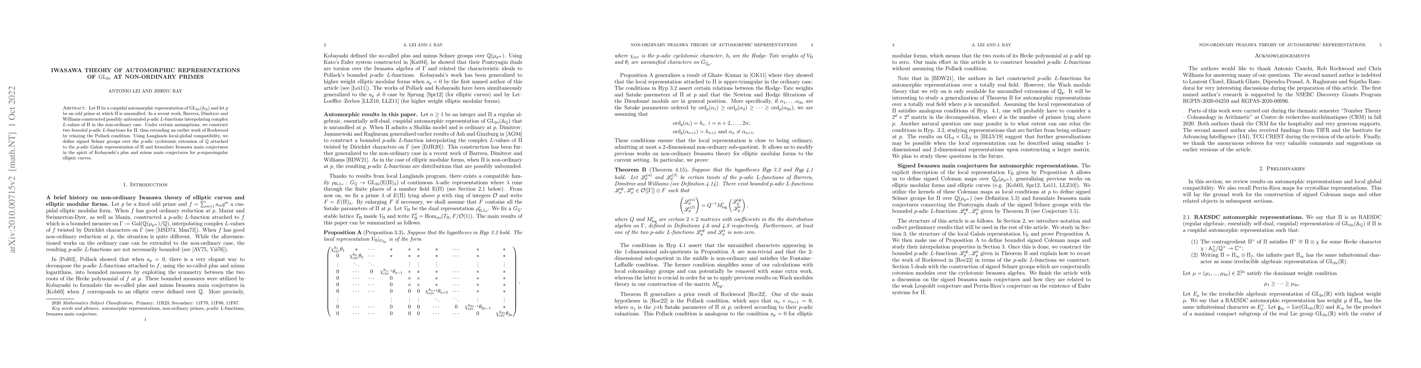 Thumbnail for Iwasawa theory of automorphic representations of $\mathrm{GL}_{2n}$ at
  non-ordinary primes