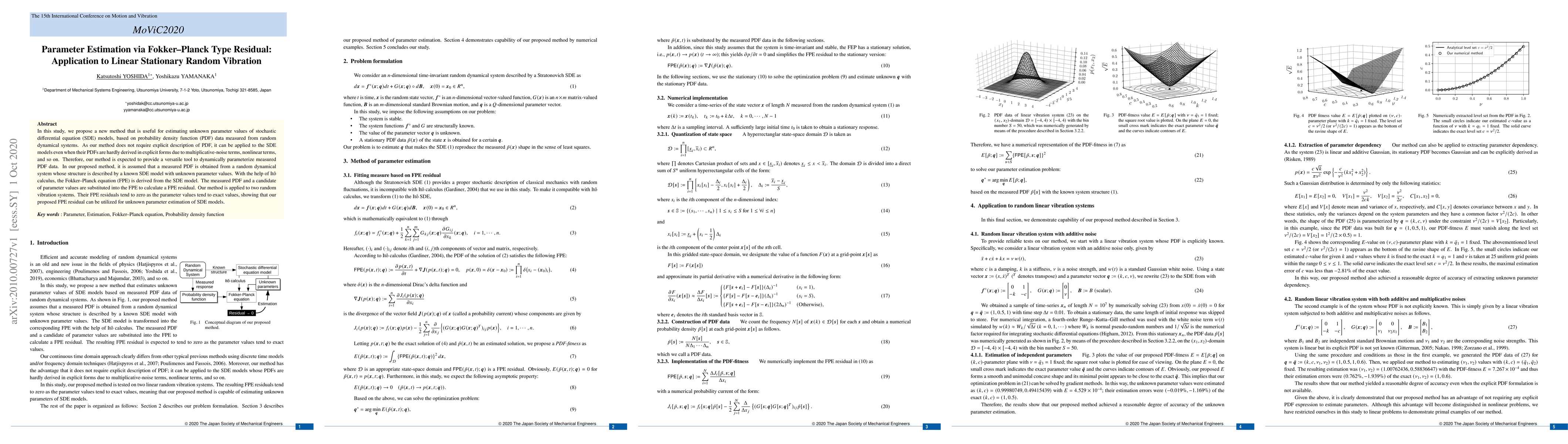 Thumbnail for Parameter Estimation via Fokker-Planck Type Residual: Application to
  Linear Stationary Random Vibration