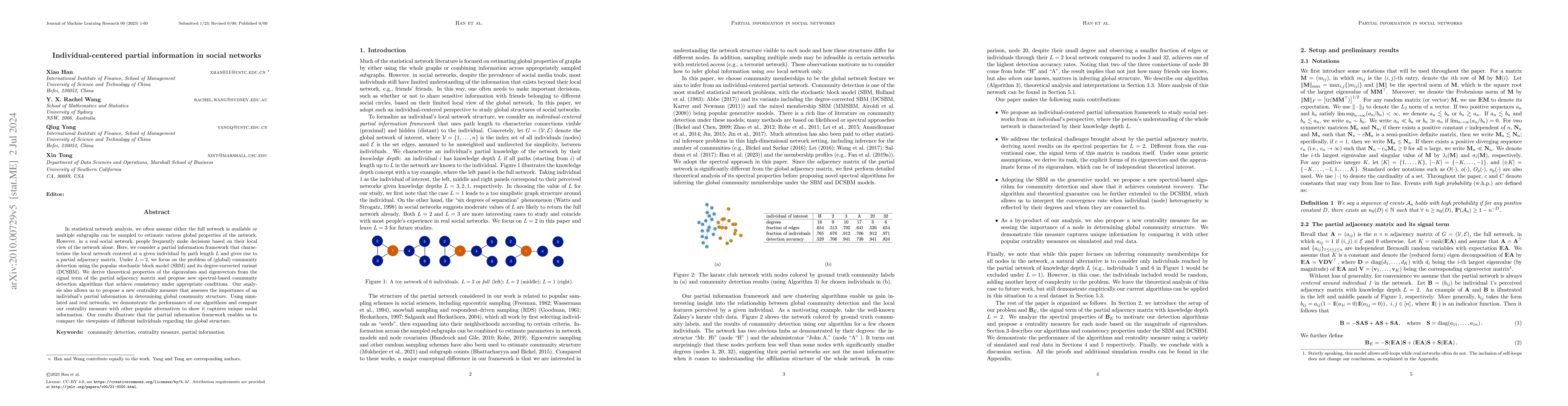 Thumbnail for Individual-centered partial information in social networks