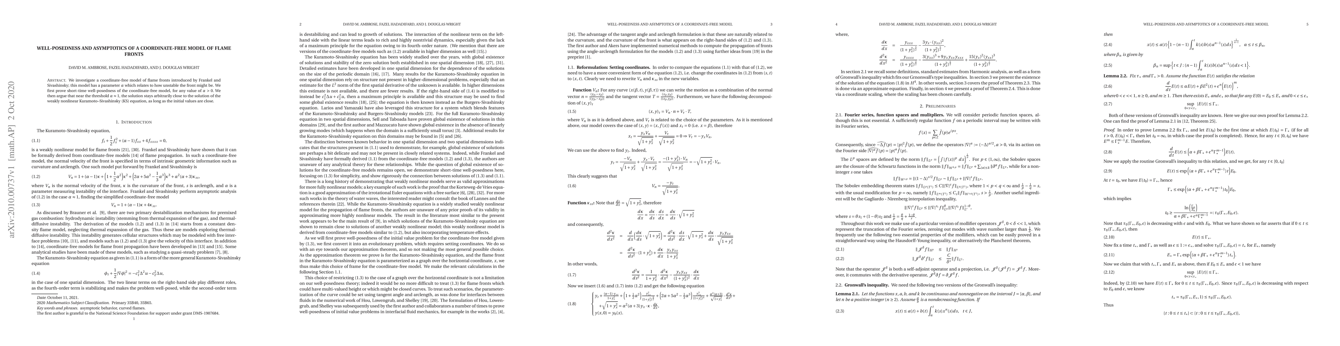 Thumbnail for Well-posedness and asymptotics of a coordinate-free model of flame
  fronts