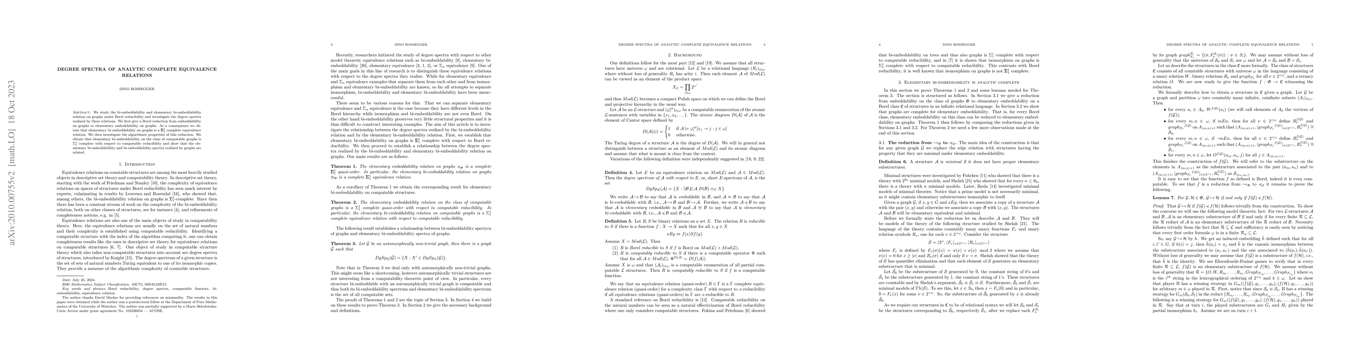 Thumbnail for Degree spectra of analytic complete equivalence relations