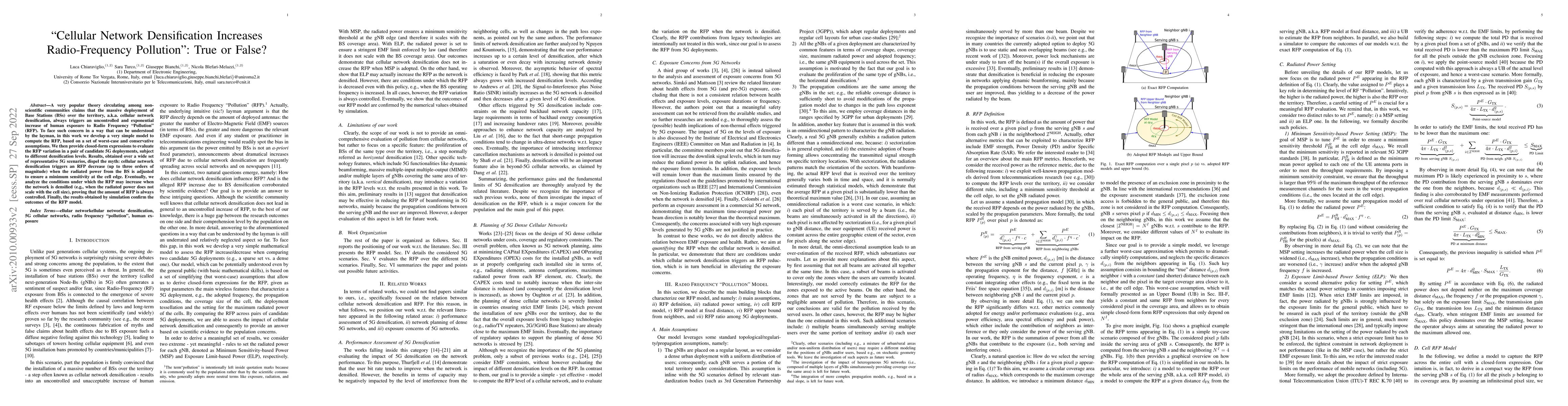 Thumbnail for "Cellular Network Densification Increases Radio-Frequency Pollution":
  True or False?