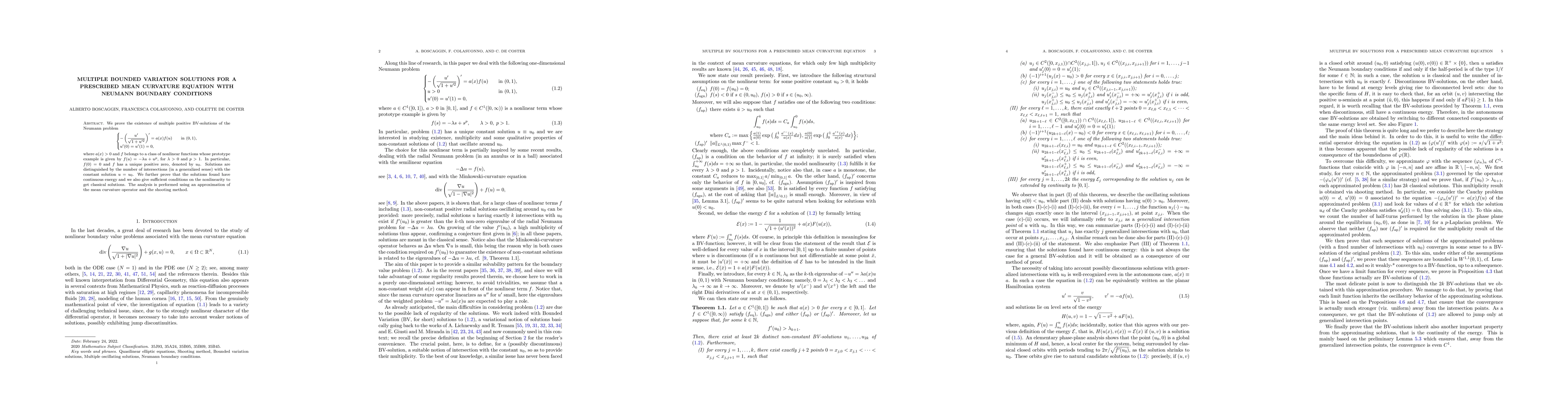 Thumbnail for Multiple bounded variation solutions for a prescribed mean curvature
  equation with Neumann boundary conditions
