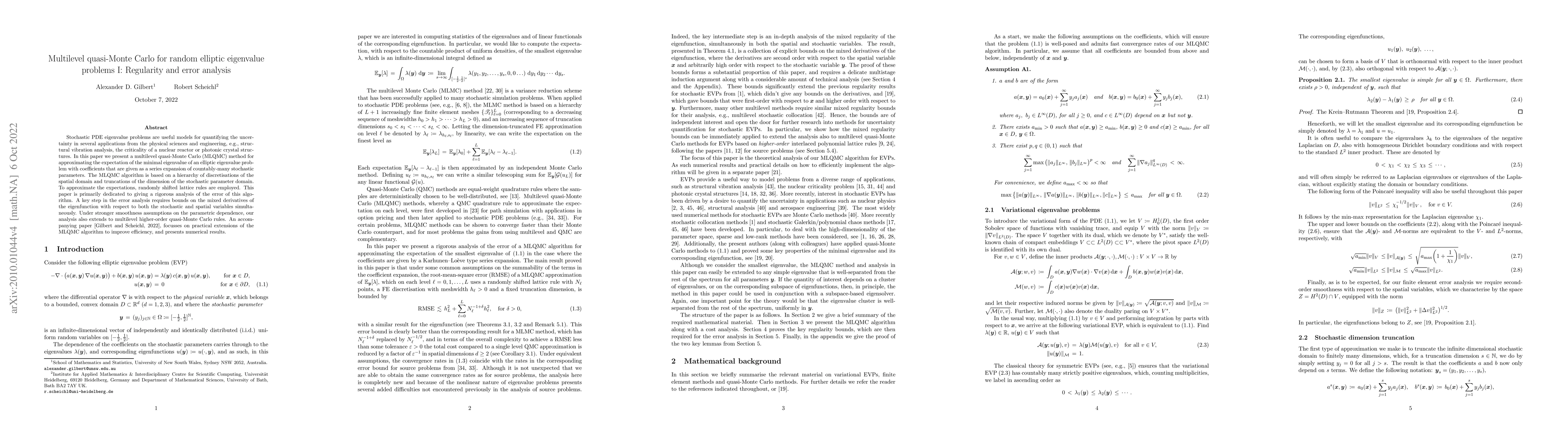 Thumbnail for Multilevel quasi-Monte Carlo for random elliptic eigenvalue problems I:
  Regularity and error analysis
