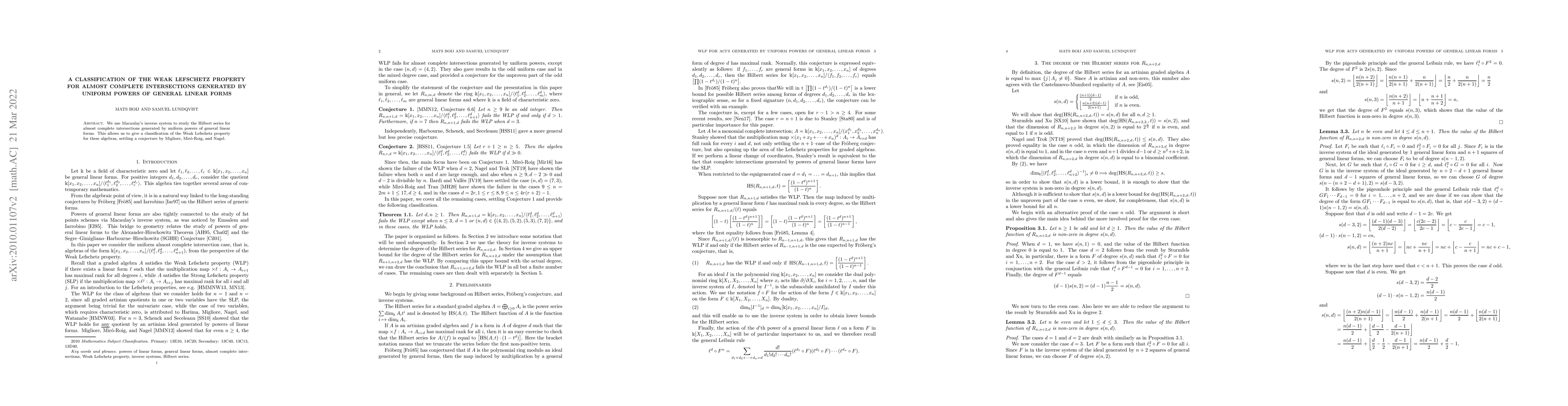 Thumbnail for A classification of the weak Lefschetz property for almost complete
  intersections generated by uniform powers of general linear forms