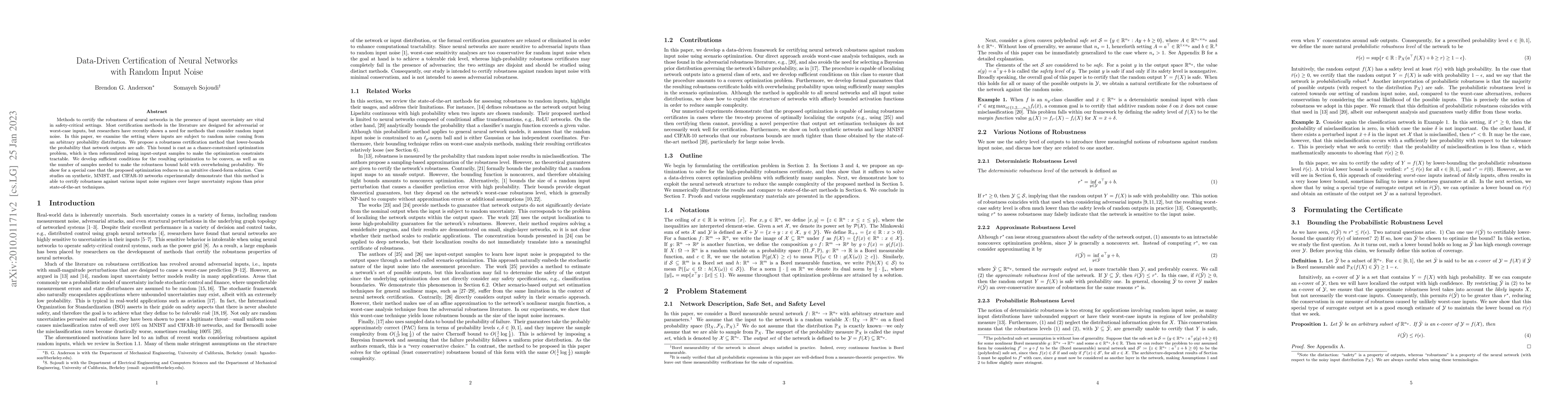 Thumbnail for Data-Driven Certification of Neural Networks with Random Input Noise