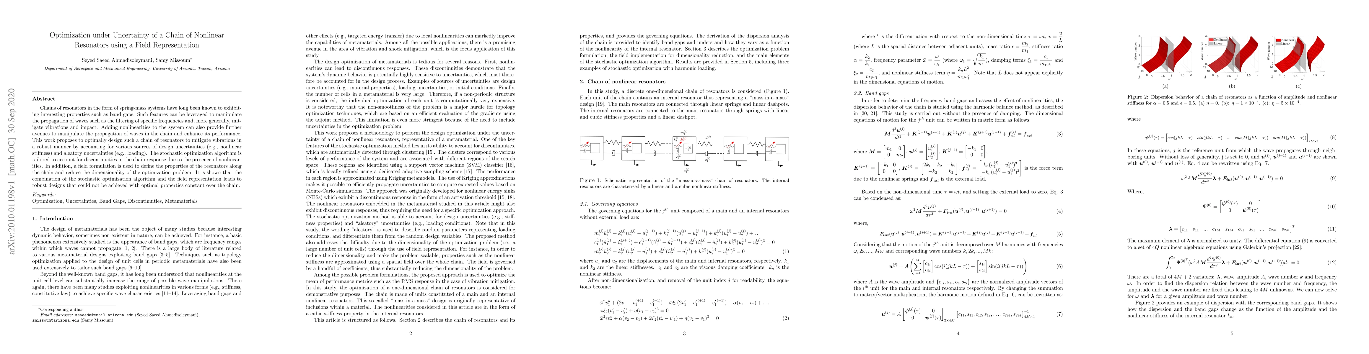 Thumbnail for Optimization under Uncertainty of a Chain of Nonlinear Resonators using
  a Field Representation