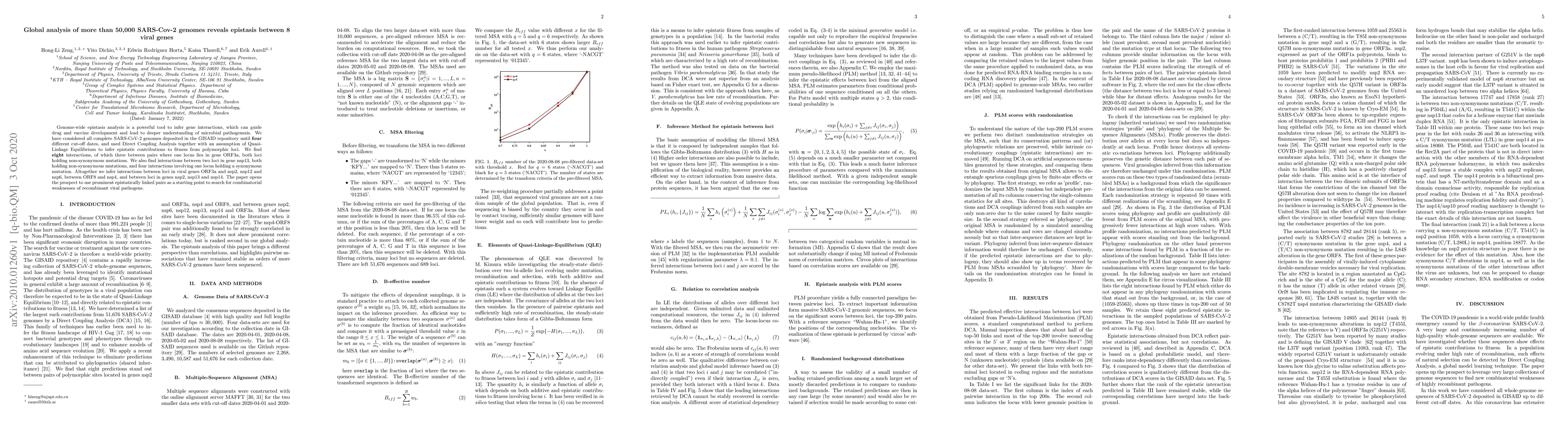 Thumbnail for Global analysis of more than 50,000 SARS-Cov-2 genomes reveals epistasis
  between 8 viral genes