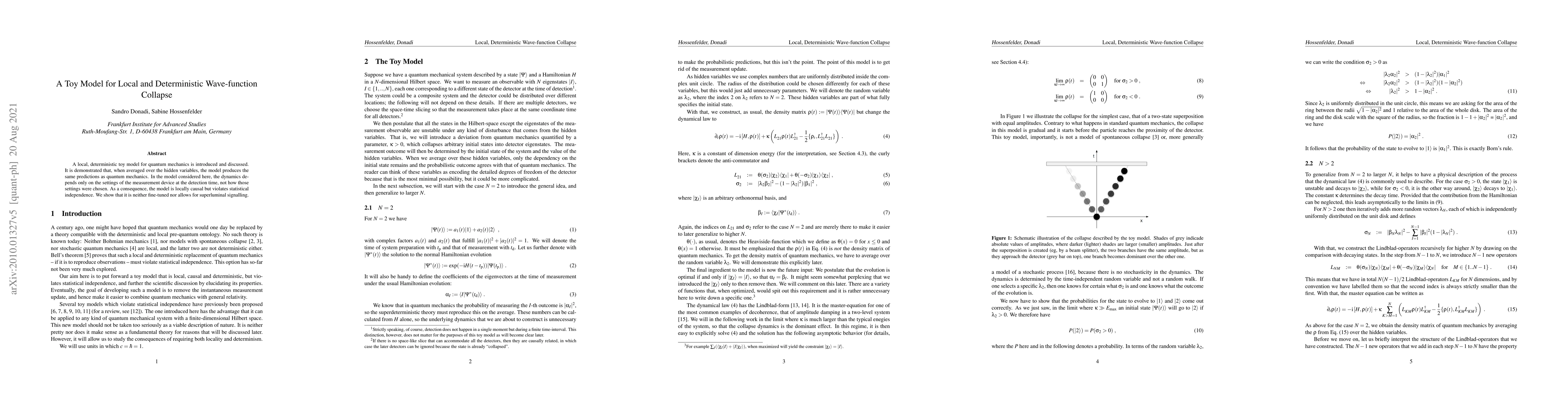 Thumbnail for A Toy Model for Local and Deterministic Wave-function Collapse