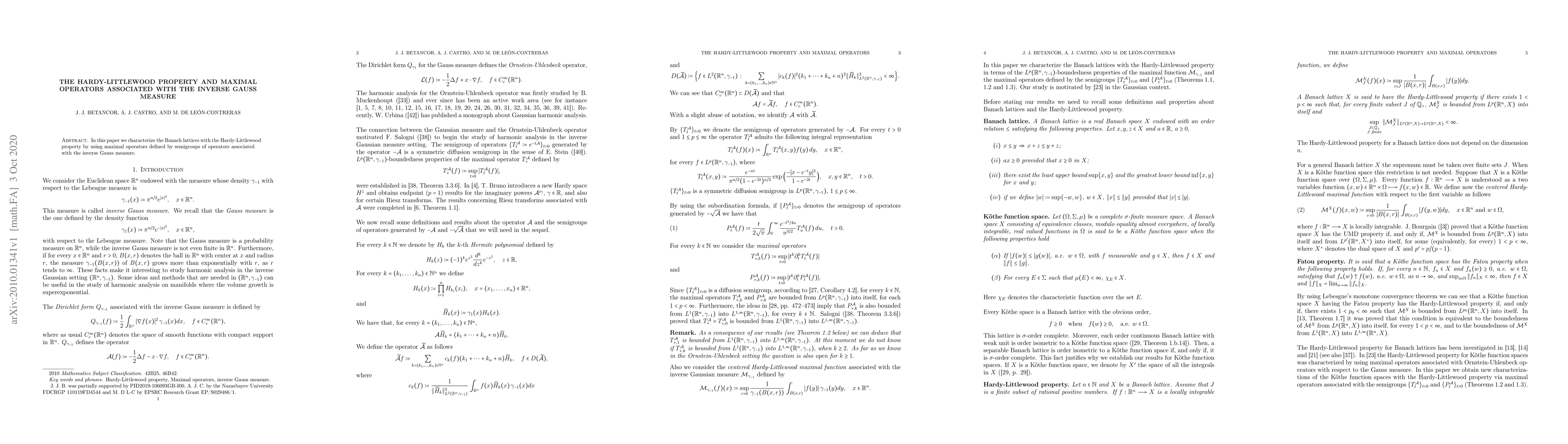 Thumbnail for The Hardy-Littlewood property and maximal operators associated with the
  inverse Gauss measure