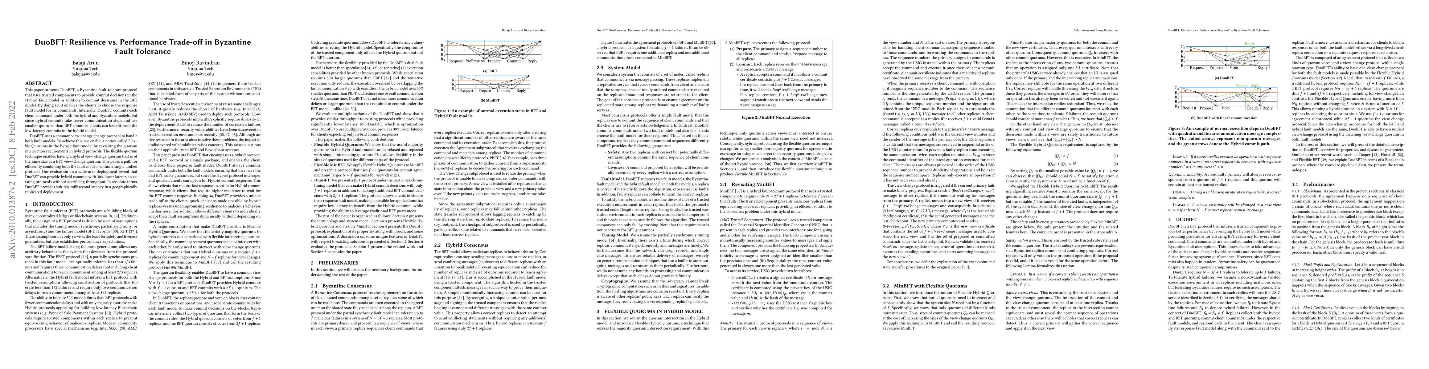 Thumbnail for DuoBFT: Resilience vs. Performance Trade-off in Byzantine Fault
  Tolerance