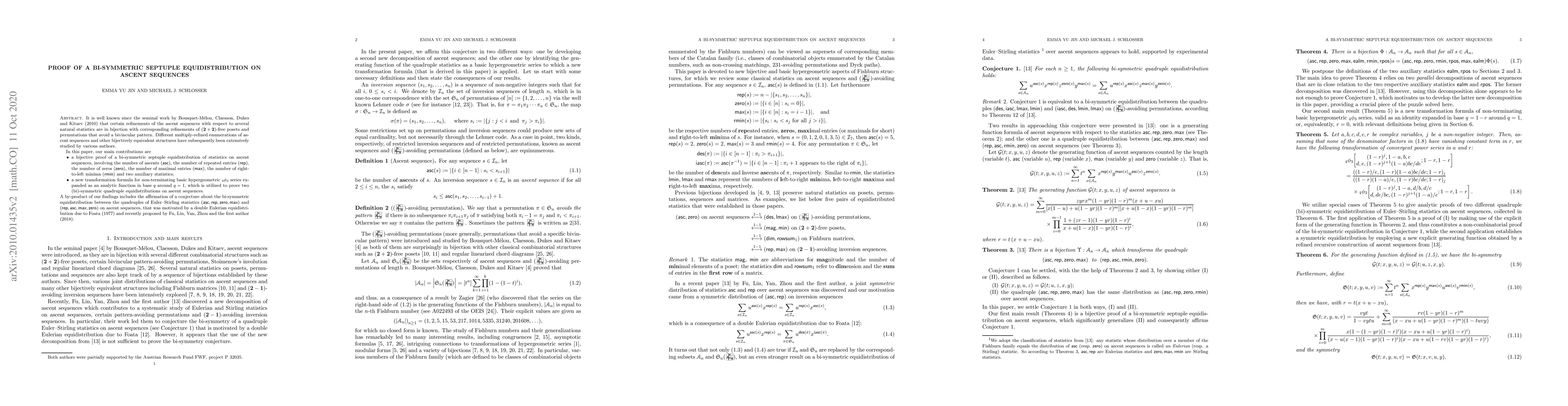 Thumbnail for Proof of a bi-symmetric septuple equidistribution on ascent sequences