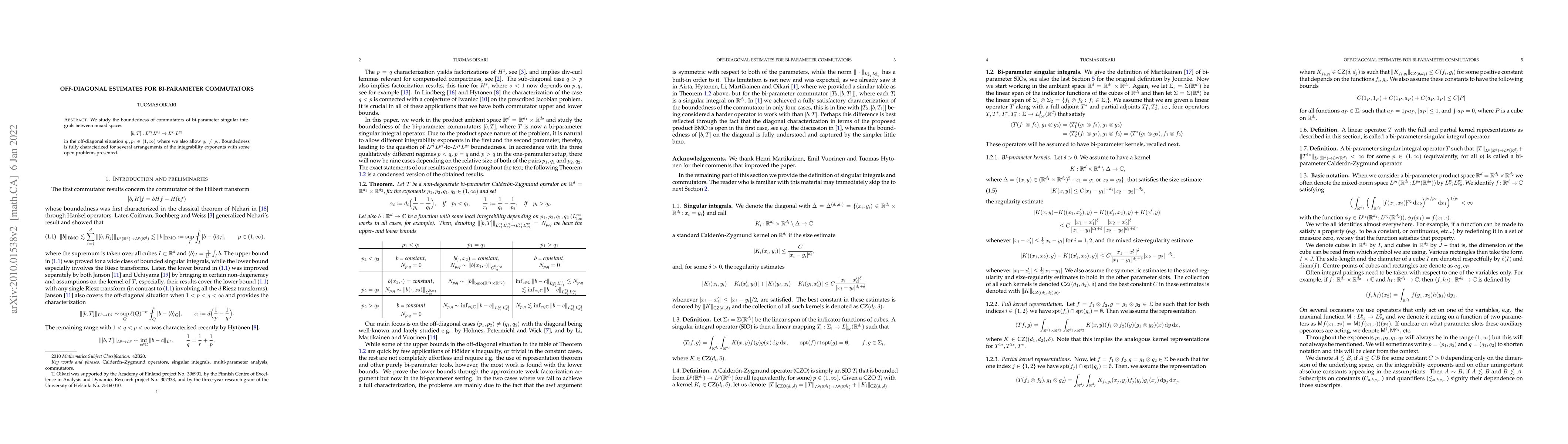 Thumbnail for Off-diagonal estimates for commutators of bi-parameter singular
  integrals