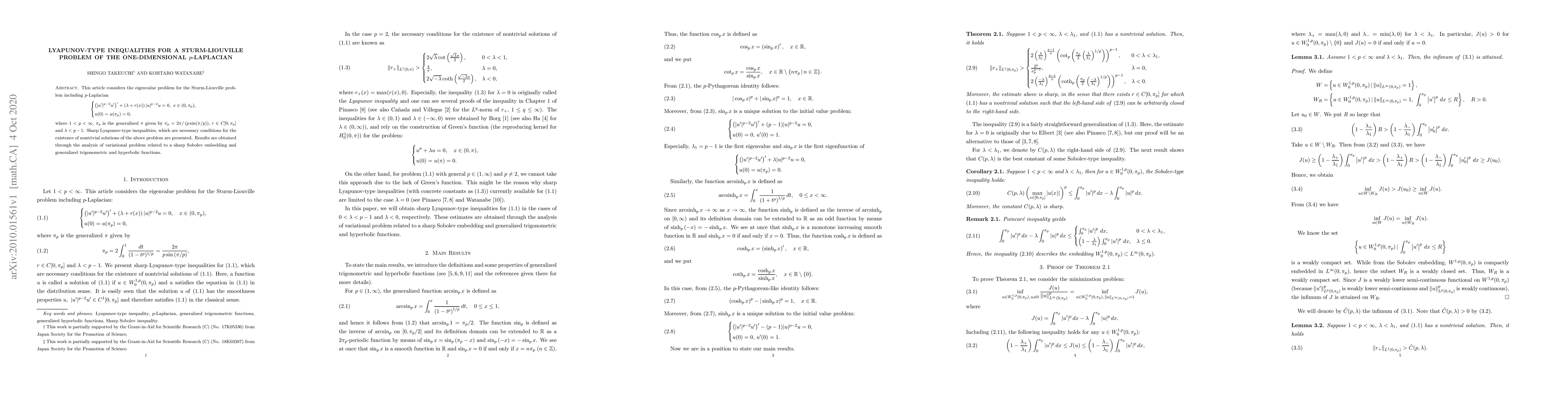 Thumbnail for Lyapunov-type inequalities for a Sturm-Liouville problem of the
  one-dimensional $p$-Laplacian