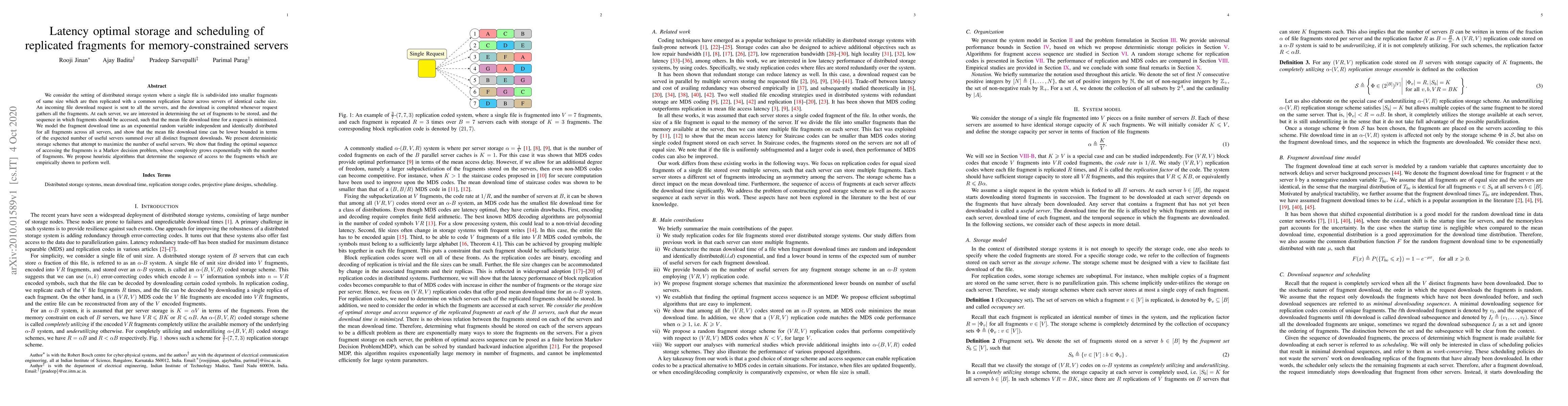 Thumbnail for Latency optimal storage and scheduling of replicated fragments for
  memory-constrained servers