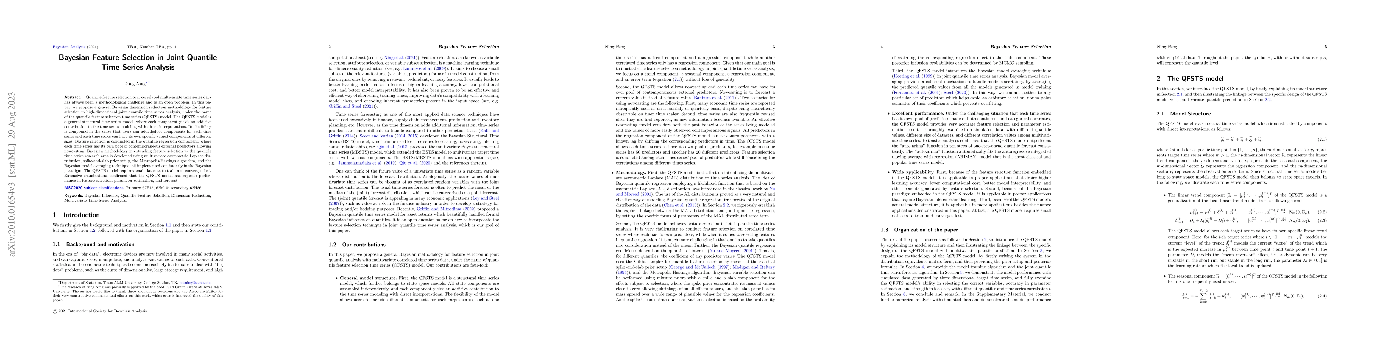 Thumbnail for Bayesian Feature Selection in Joint Quantile Time Series Analysis