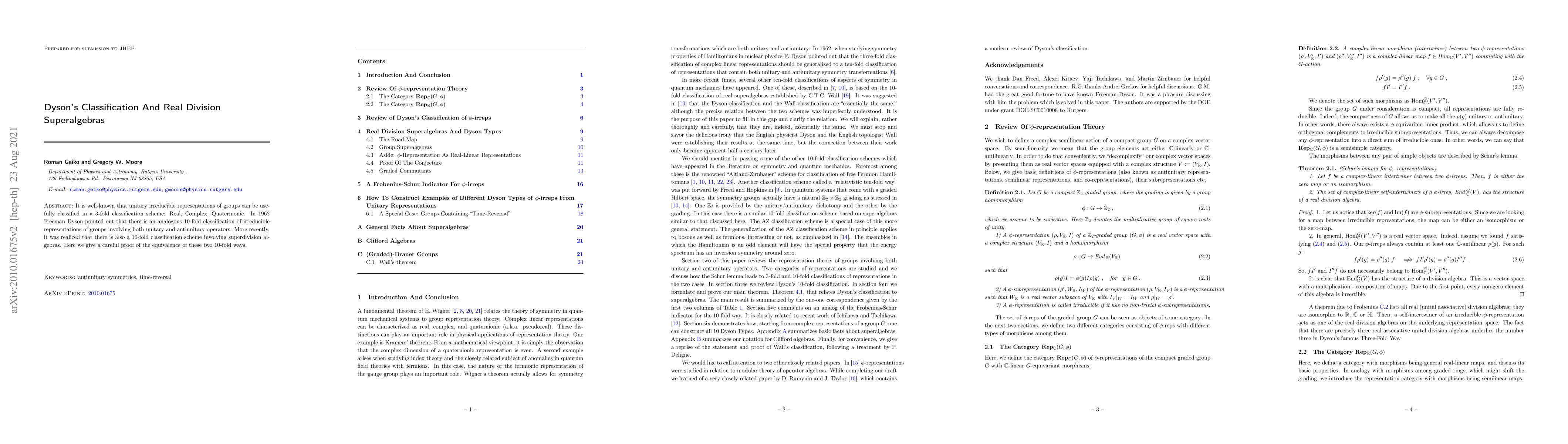 Thumbnail for Dyson's Classification And Real Division Superalgebras