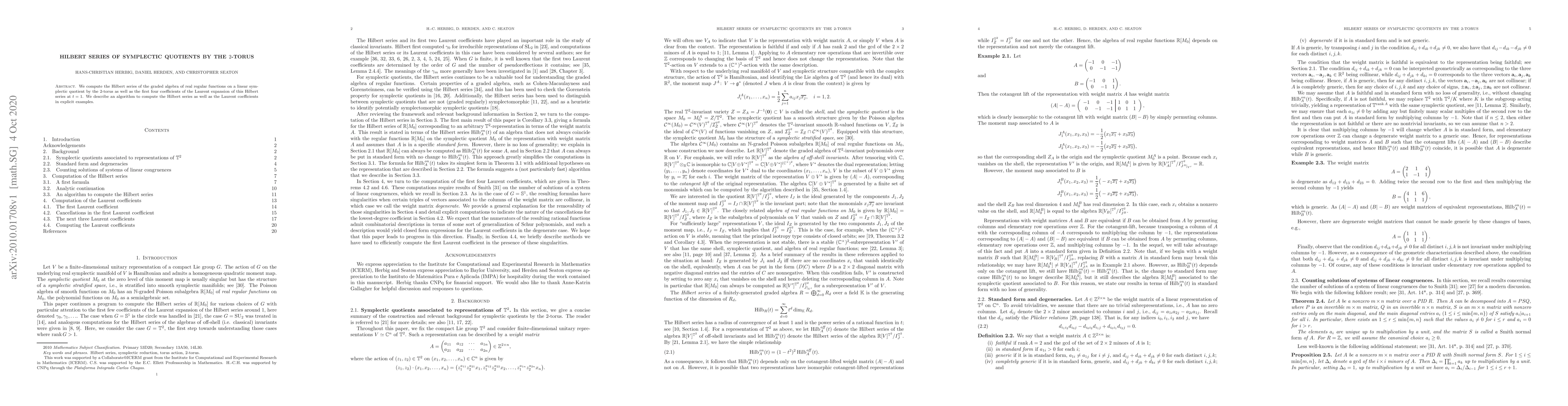 Thumbnail for Hilbert series of symplectic quotients by the 2-torus