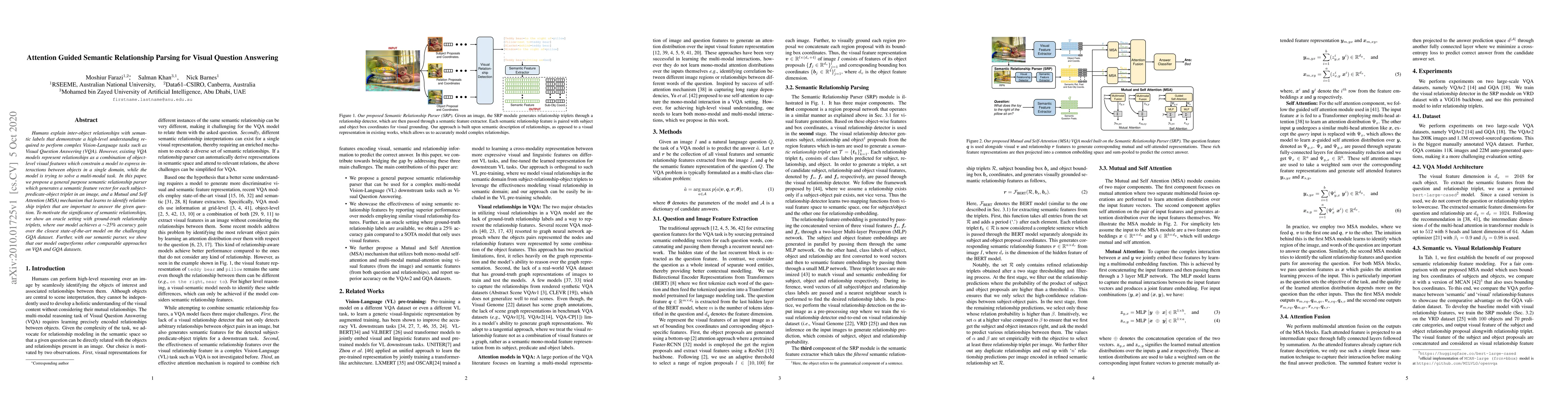 Thumbnail for Attention Guided Semantic Relationship Parsing for Visual Question
  Answering