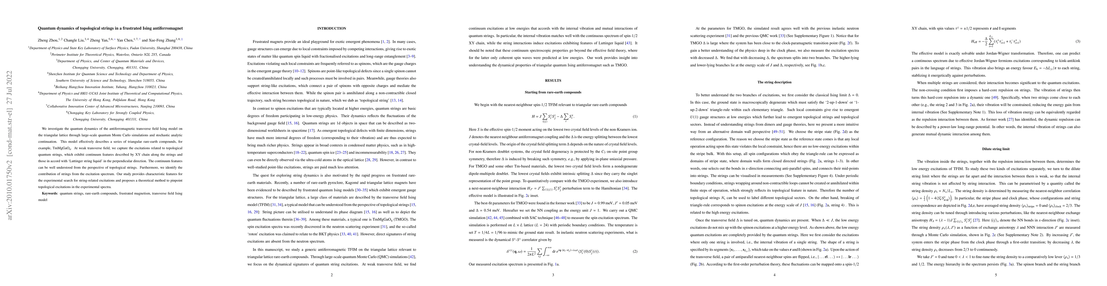 Thumbnail for Quantum dynamics of topological strings in a frustrated Ising
  antiferromagnet