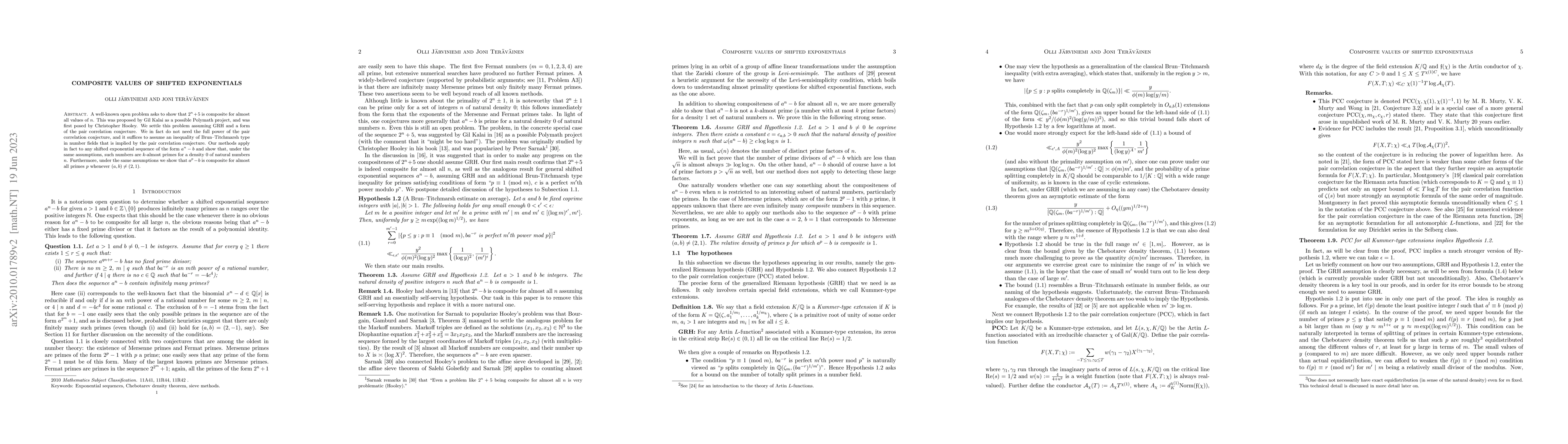 Thumbnail for Composite values of shifted exponentials