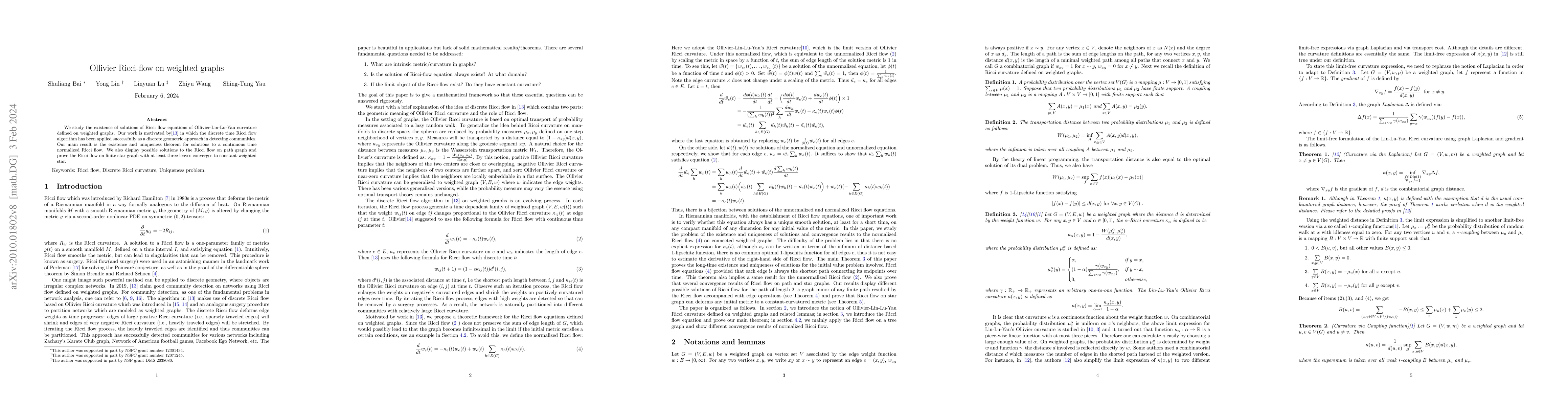 Thumbnail for Ollivier Ricci-flow on weighted graphs