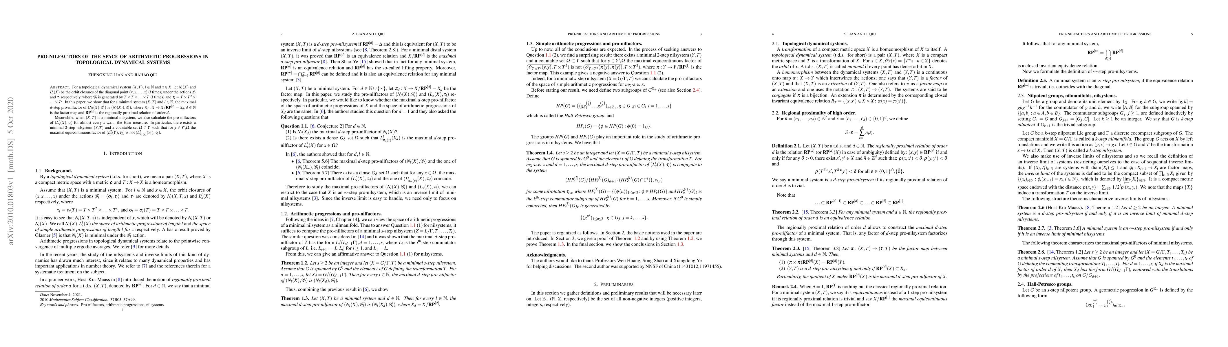 Thumbnail for Pro-nilfactors of the space of arithmetic progressions in topological
  dynamical systems