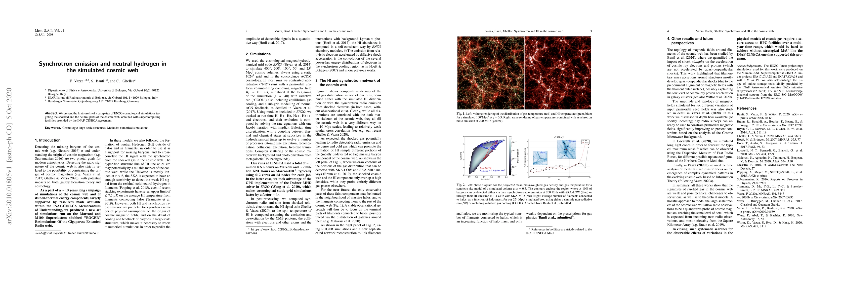 Thumbnail for Synchrotron emission and neutral hydrogen in the simulated cosmic web