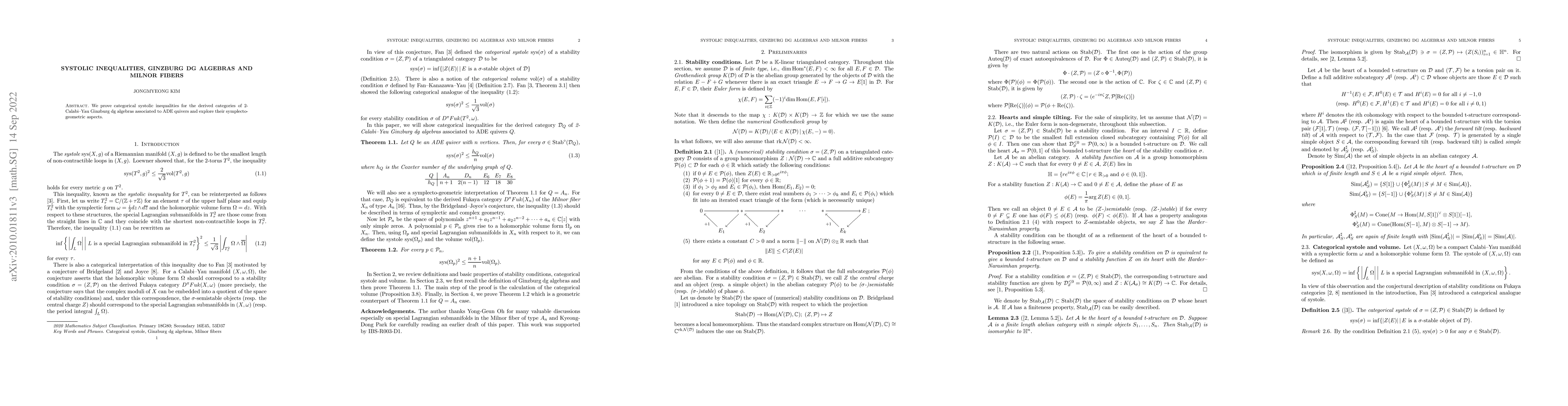 Thumbnail for Systolic inequalities, Ginzburg dg algebras and Milnor fibers