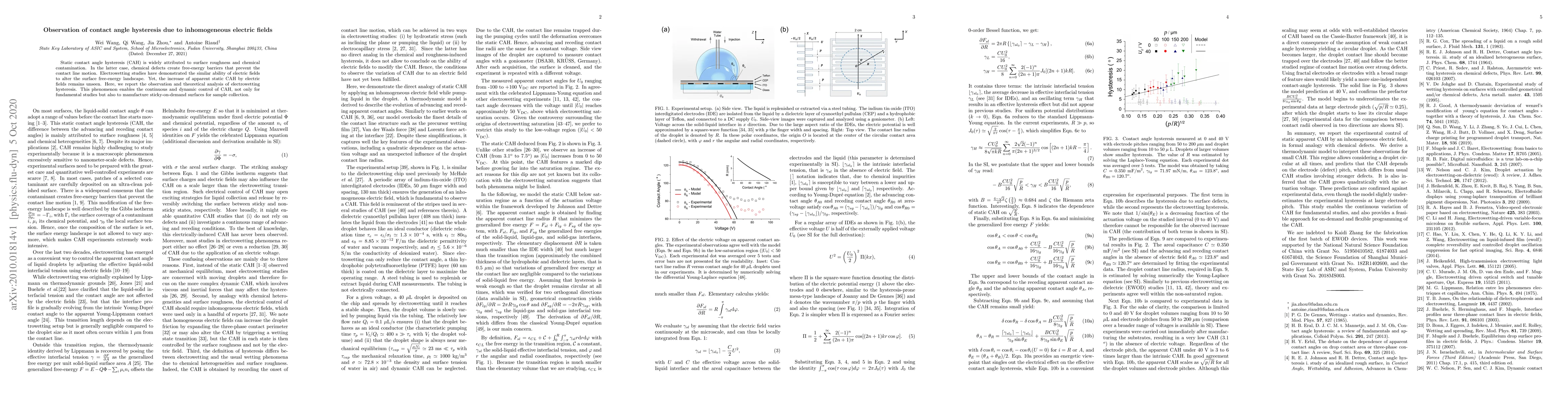 Thumbnail for Observation of contact angle hysteresis due to inhomogeneous electric
  fields
