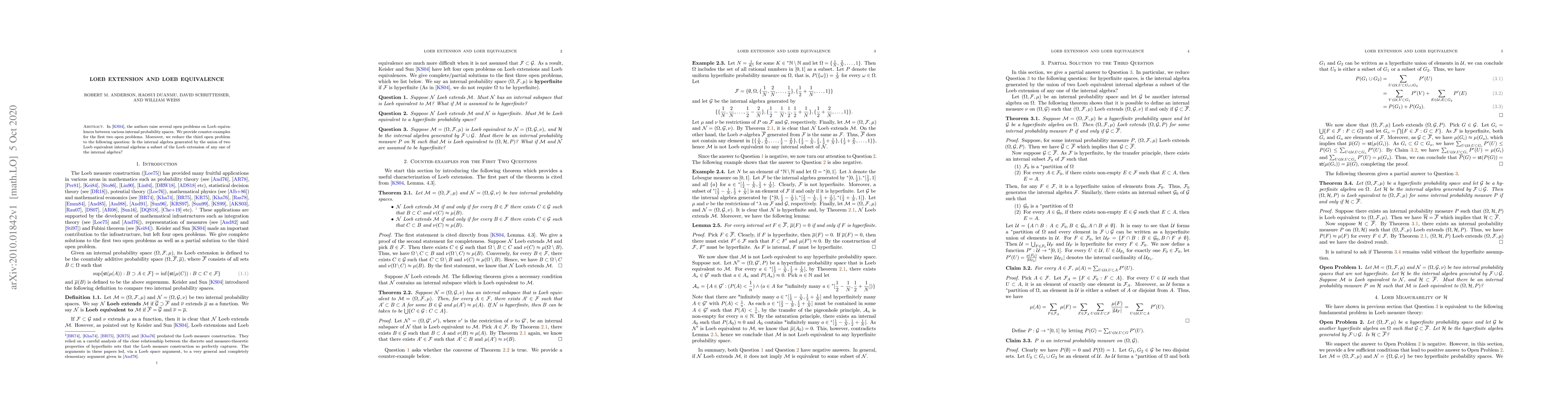 Thumbnail for Loeb Extension and Loeb Equivalence