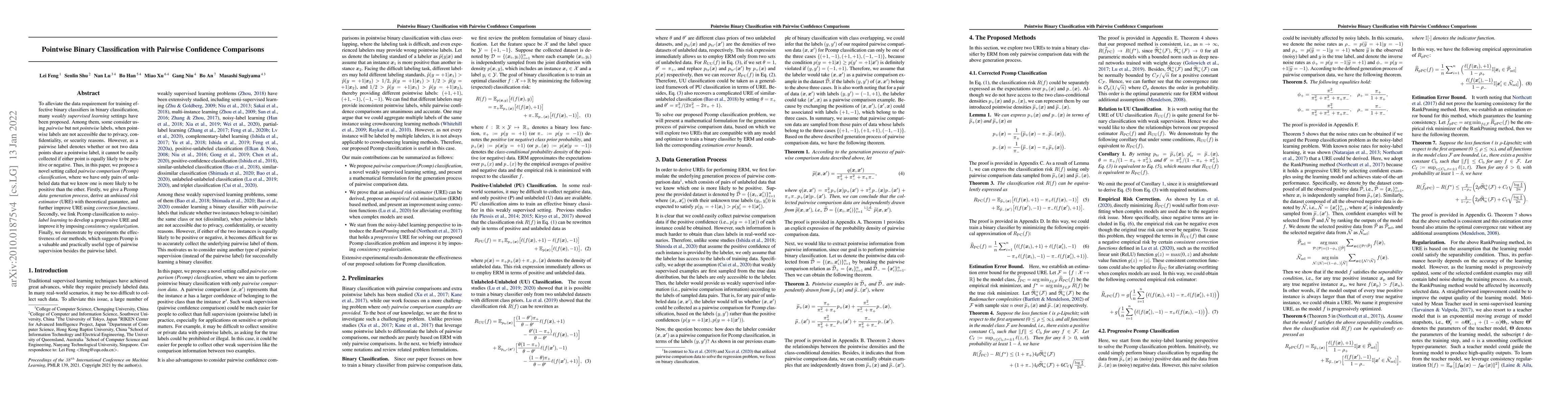 Thumbnail for Pointwise Binary Classification with Pairwise Confidence Comparisons