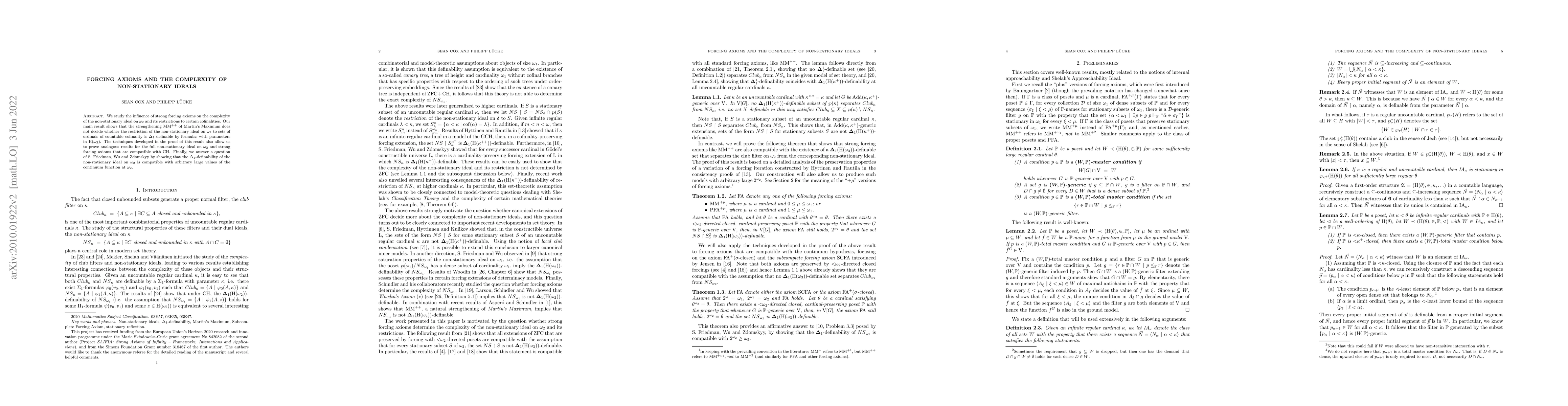 Thumbnail for Forcing axioms and the complexity of non-stationary ideals