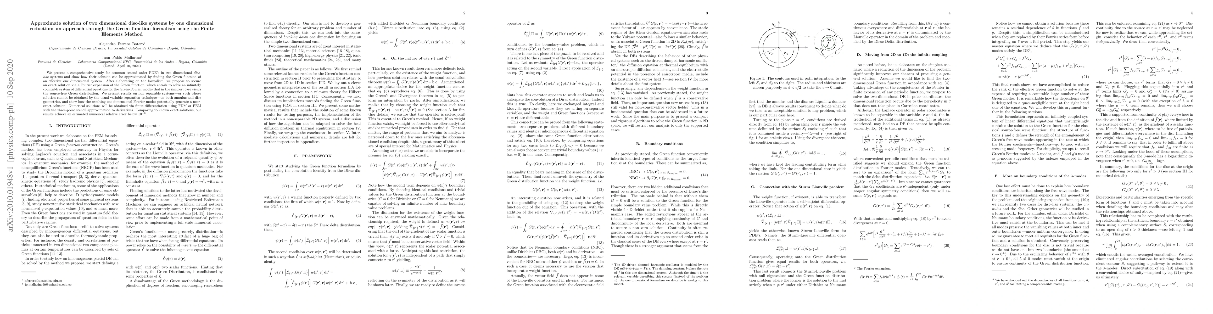 Thumbnail for Approximate solution of two dimensional disc-like systems by one
  dimensional reduction: an approach through the Green function formalism using
  the Finite Elements Method