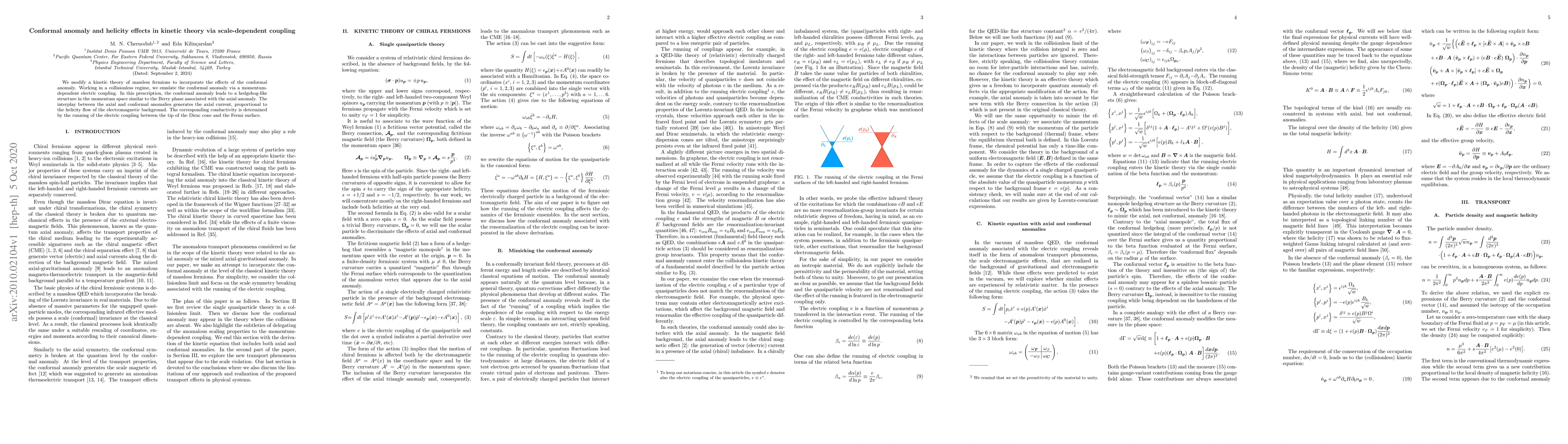 Thumbnail for Conformal anomaly and helicity effects in kinetic theory via
  scale-dependent coupling