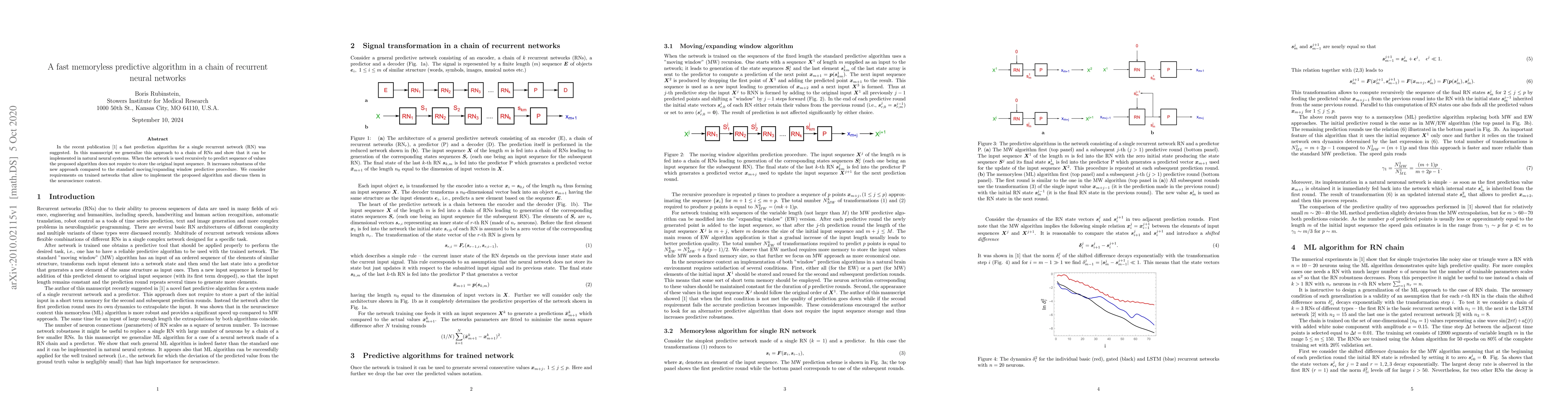 Thumbnail for A fast memoryless predictive algorithm in a chain of recurrent neural
  networks