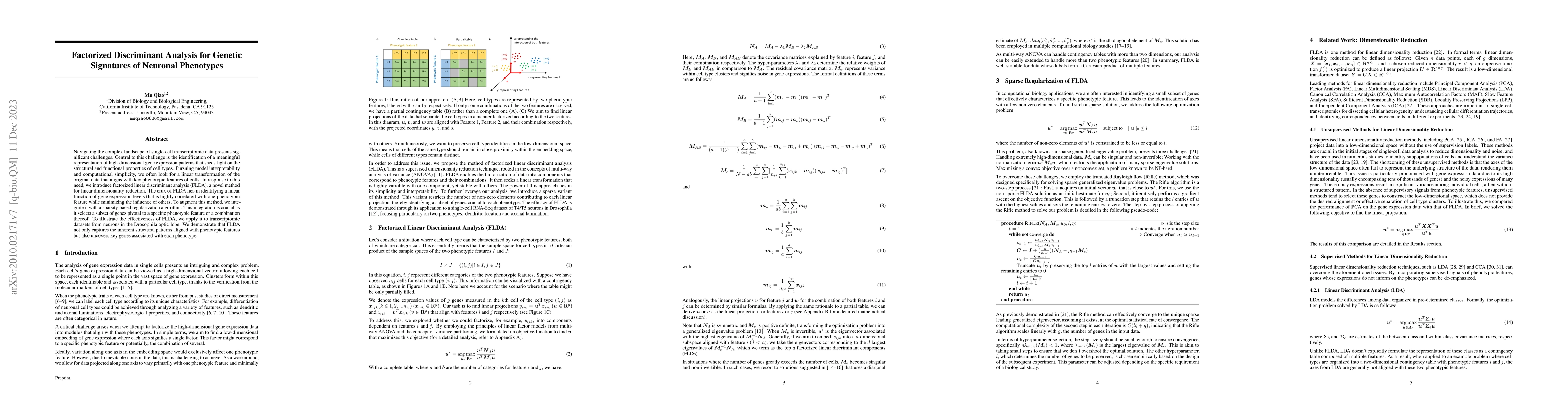 Thumbnail for Factorized Discriminant Analysis for Genetic Signatures of Neuronal
  Phenotypes