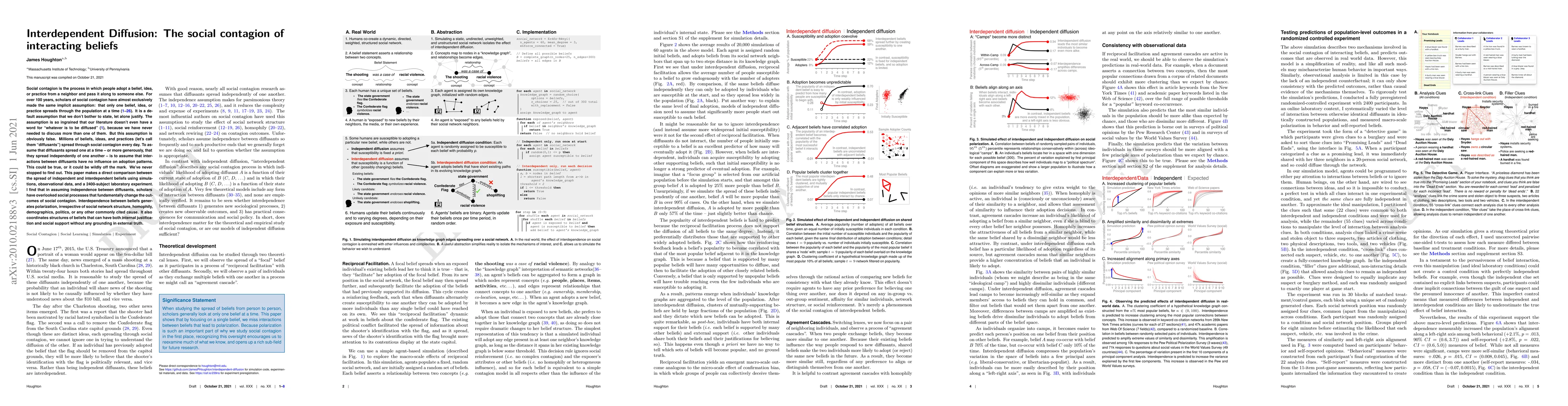 Thumbnail for Interdependent Diffusion: The social contagion of interacting beliefs