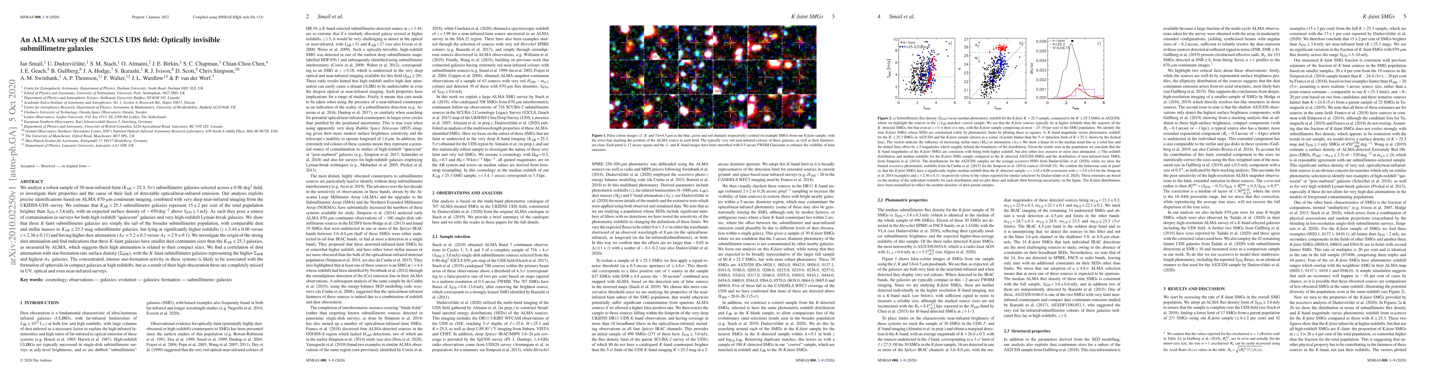 Thumbnail for An ALMA survey of the S2CLS UDS field: Optically invisible submillimetre
  galaxies