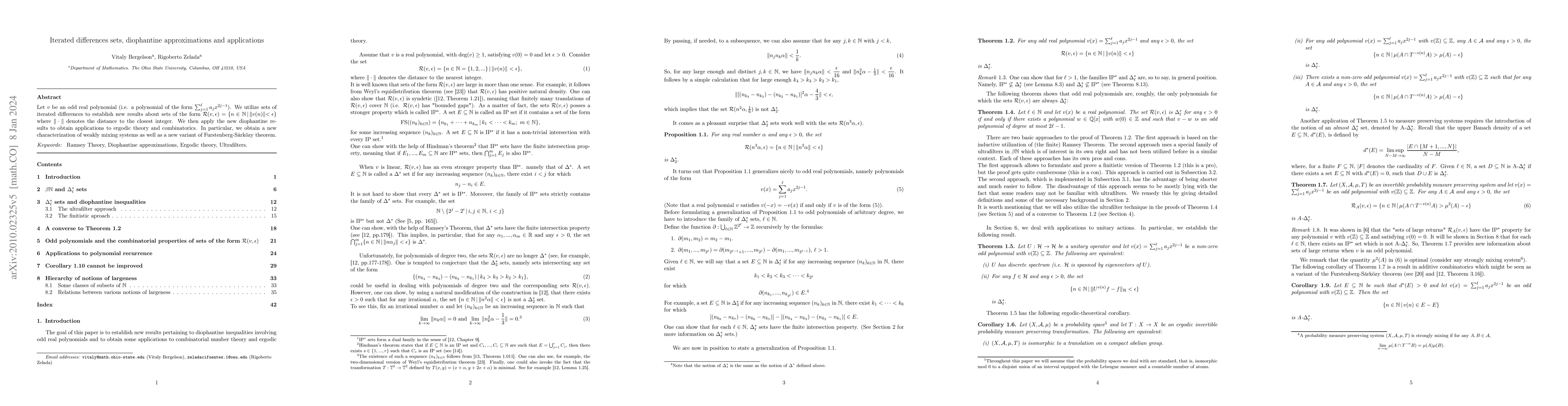 Thumbnail for Iterated differences sets, diophantine approximations and applications