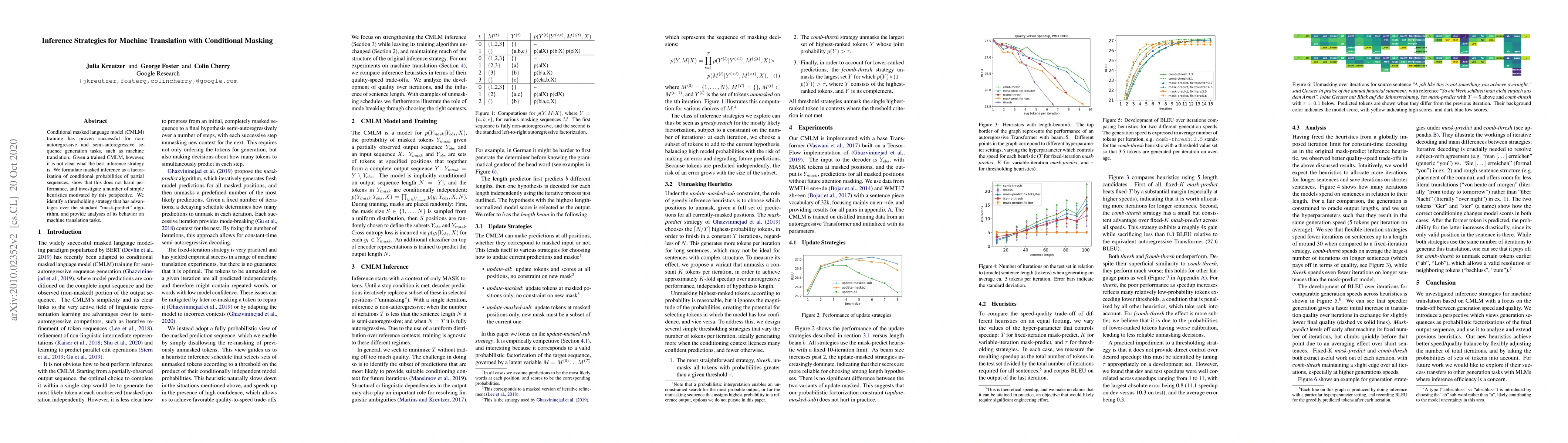 Thumbnail for Inference Strategies for Machine Translation with Conditional Masking