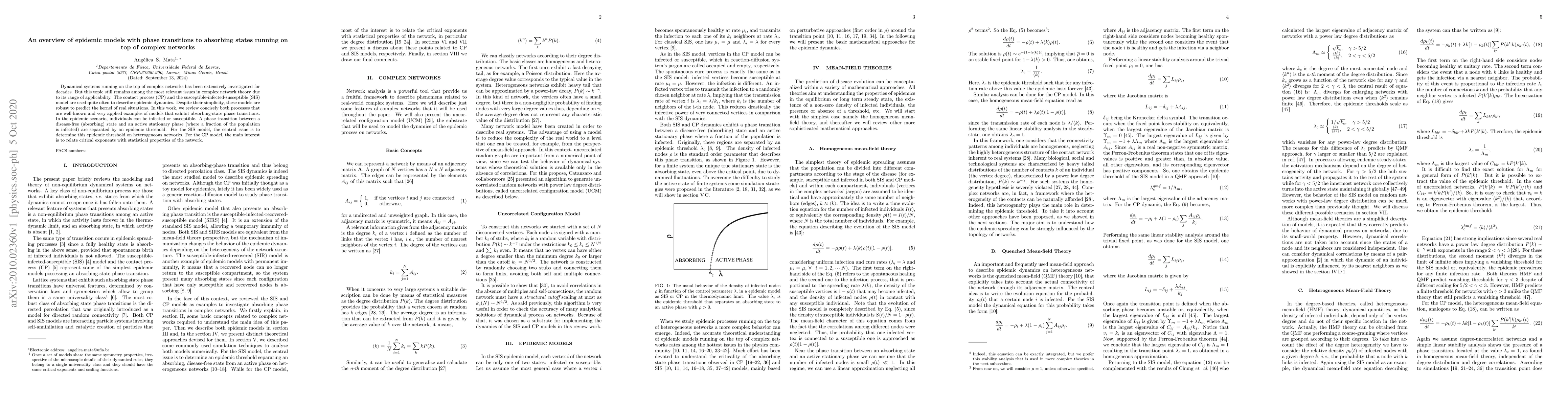 Thumbnail for An overview of epidemic models with phase transitions to absorbing
  states running on top of complex networks